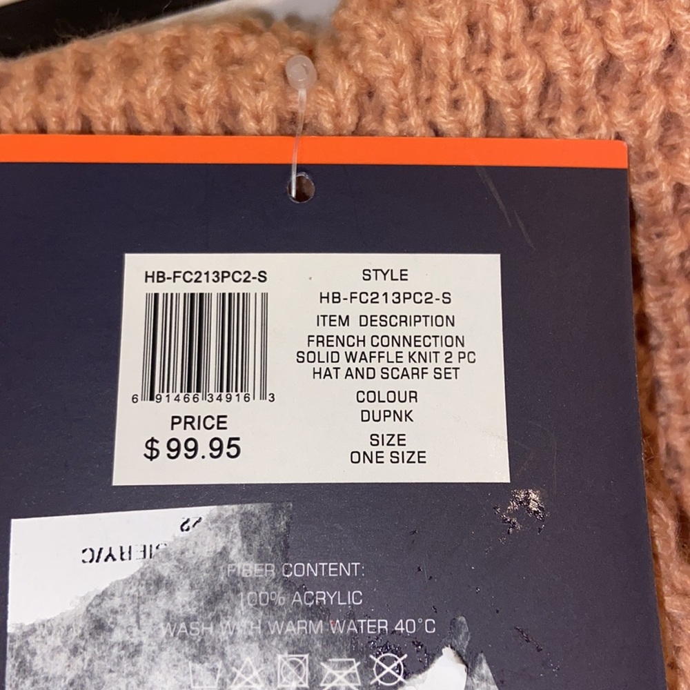NWT French Connection Hat & Scarf Set DUPNK color - Picture 2 of 4